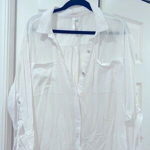 Seafolly White Lightweight Swim Coverup Shirt